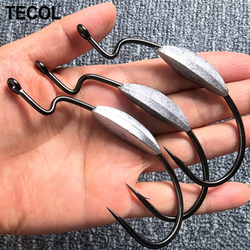 Fishing Hook Offset - TECOL 3PCS 6/0 8/0 10/0 Weighted