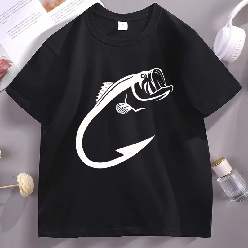 Fishing Hook Size - Fishing Hook Graphic T Shirts Cotton