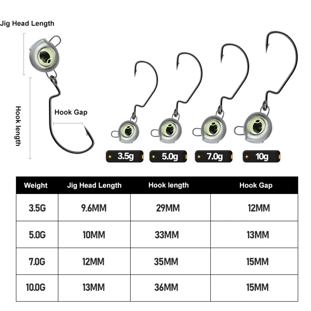 10pcs Weedless Jig Heads with  – Fishing Hook Weedless Bewertung und Preis