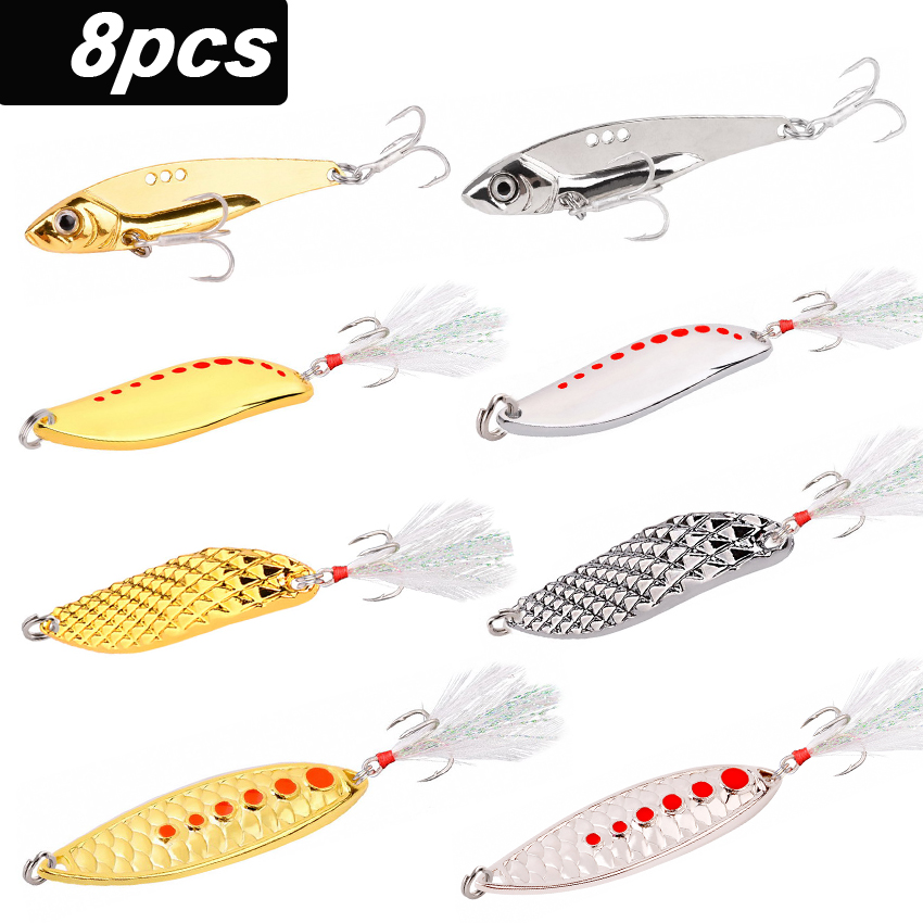 8PCS/Set Lure Metal Spinner Sp – Fishing Hook Treble Bewertung und Preis