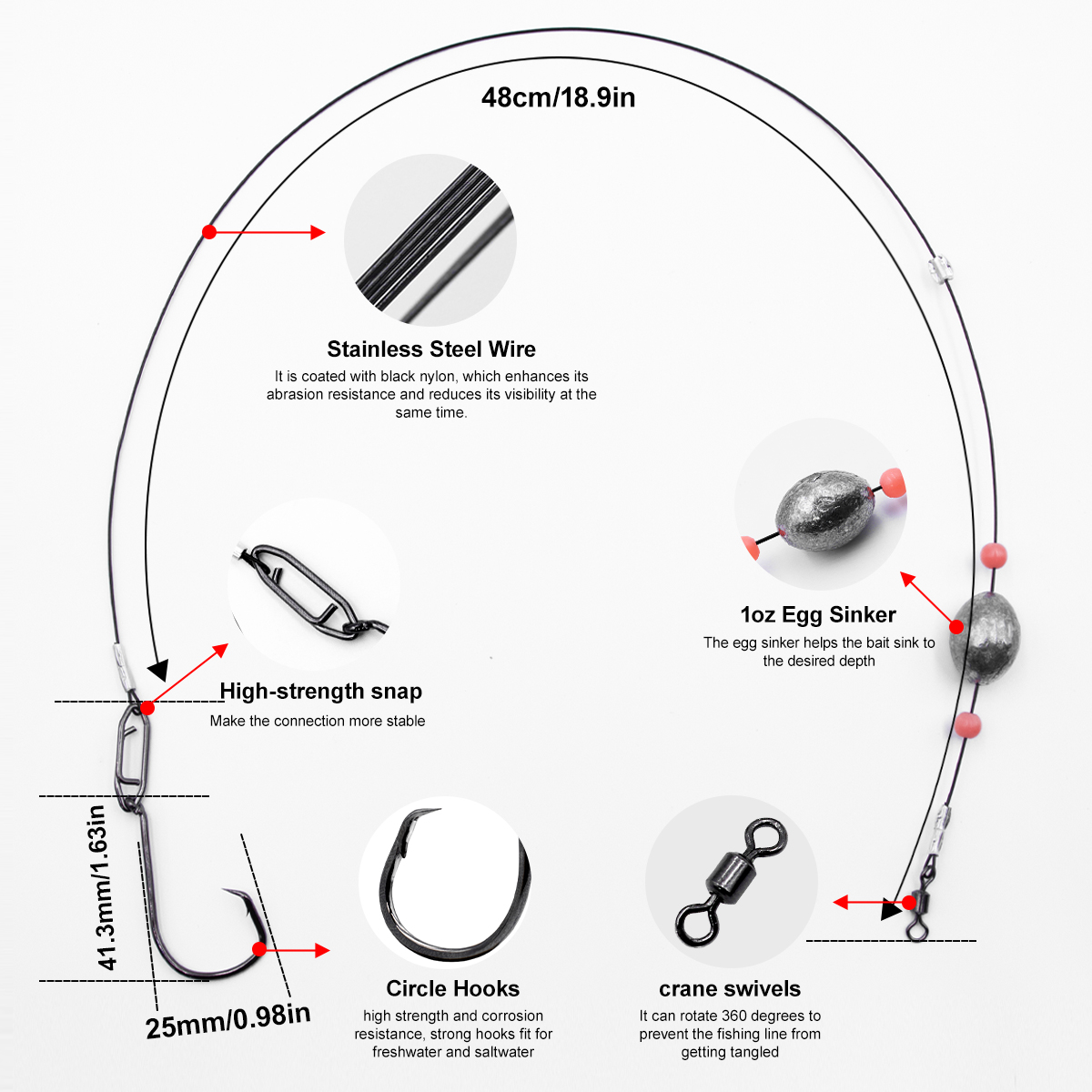 ZYZHE 2pcs Fishing Carolina Ri – Fishing Hook Circle Bewertung und Preis
