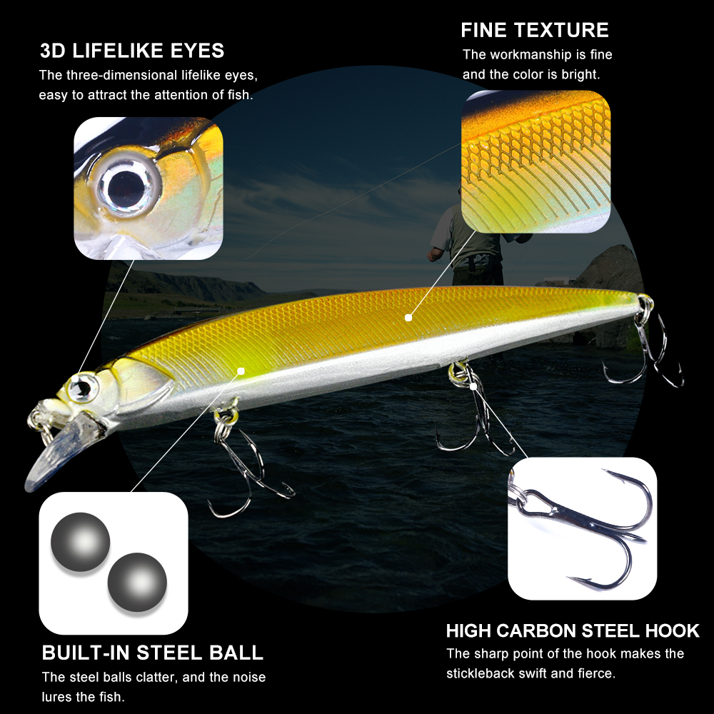 Jerkbait Minnow Fishing Lure A – Fishing Hook Treble Bewertung und Preis