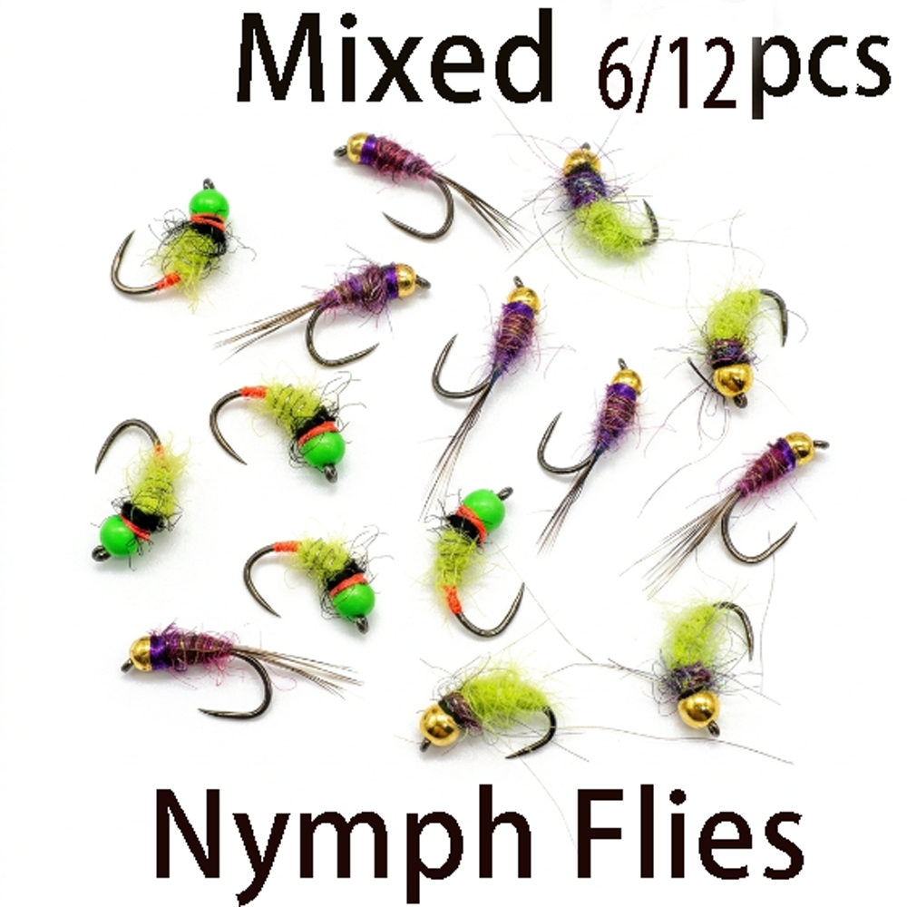 6/12Pcs Mixed Wet Nymph Fly Fi – Fishing Hook Assortment Bewertung und Preis