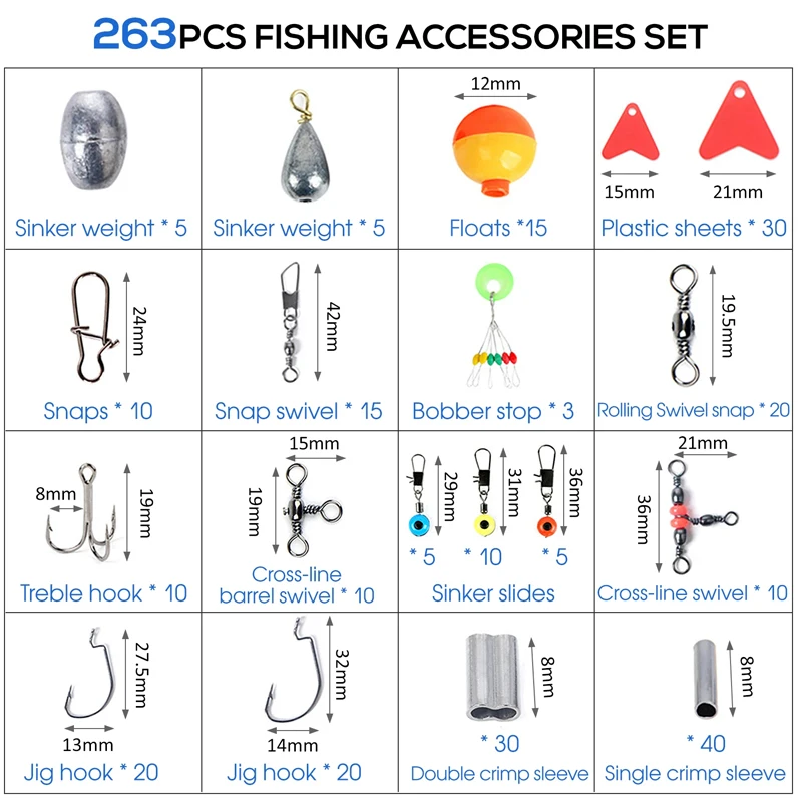 263pcs Outdoor Fishing Accesso – Fishing Hook Jig Bewertung und Preis
