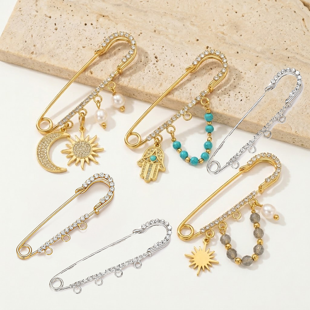 5pcs Rhinestone Charms Safety  – Fishing Hook Size Bewertung und Preis