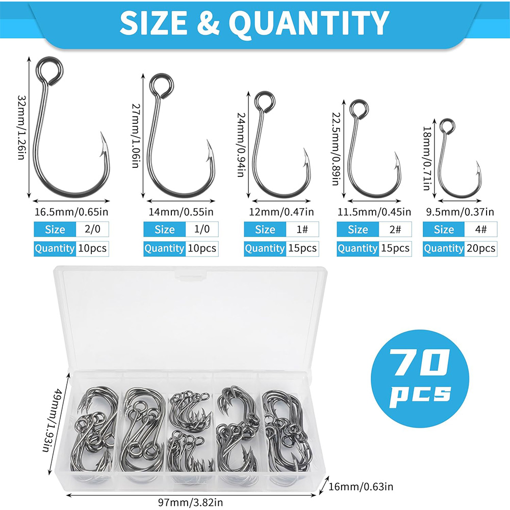 70Pcs Fishing Inline Single Ho – Fishing Hook Circle Bewertung und Preis