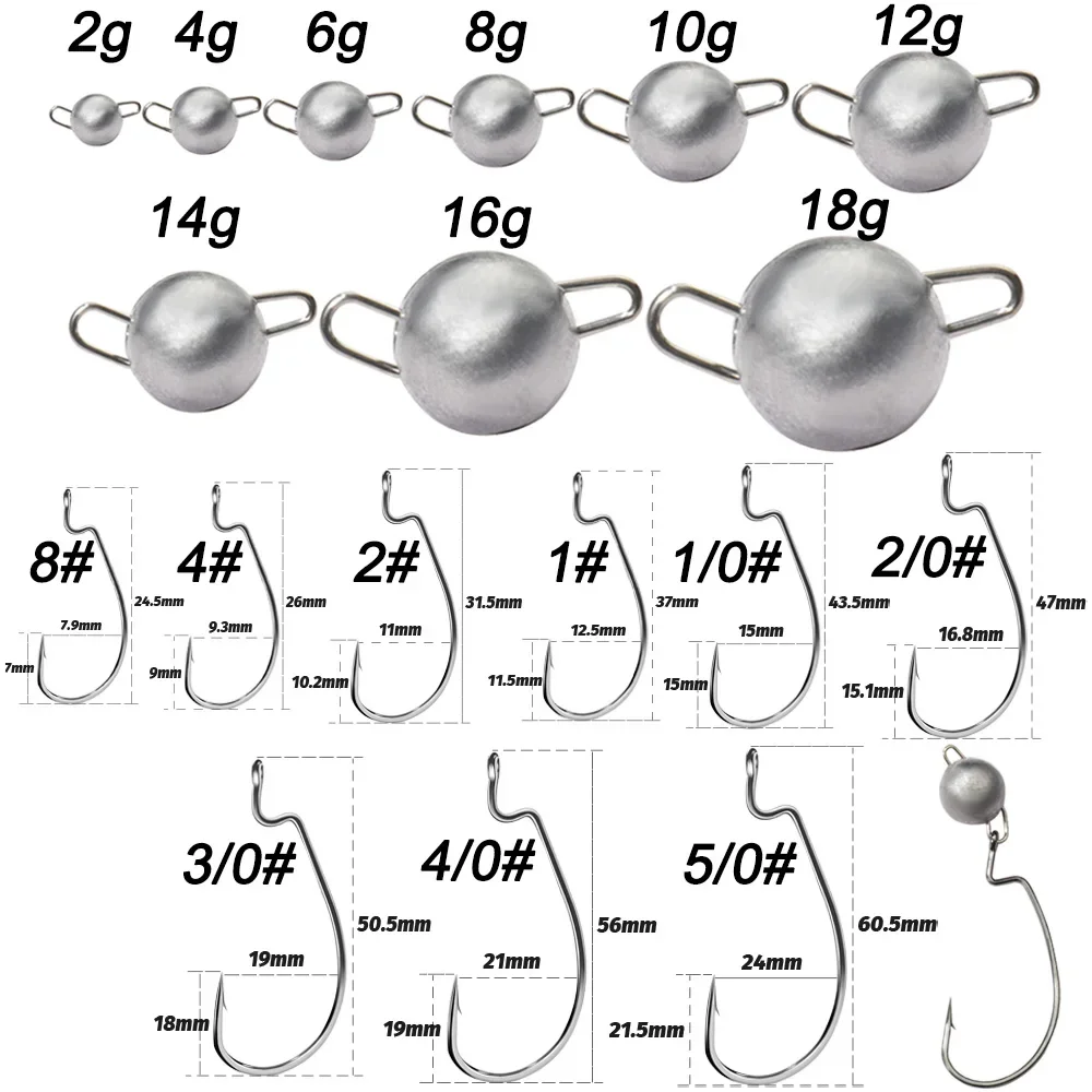 5pcs Metal Jig Head Worm Hooks – Fishing Hook Offset Bewertung und Preis